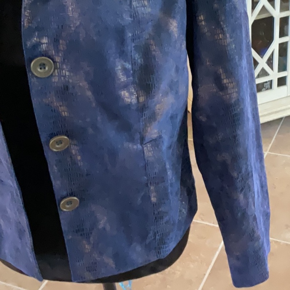 Linear Snakeprint Blue/Gold Button Front Jacket, … - image 3